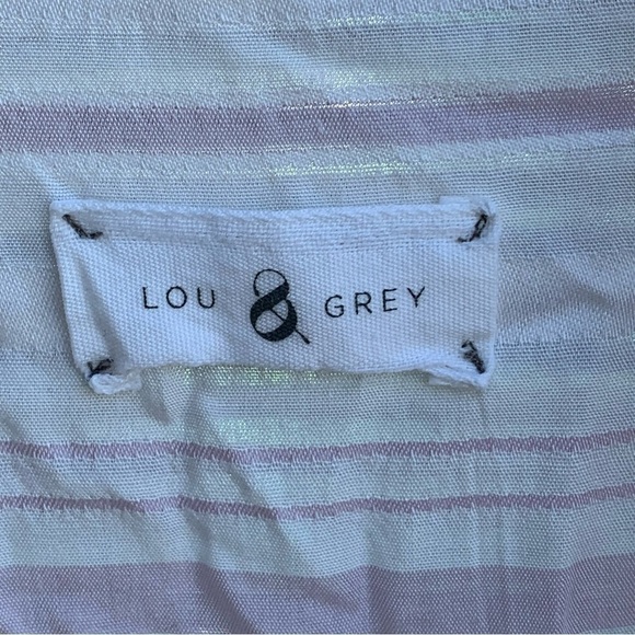 Lou & grey striped oversized collared popover shirt top white pink size XL - Picture 3 of 5